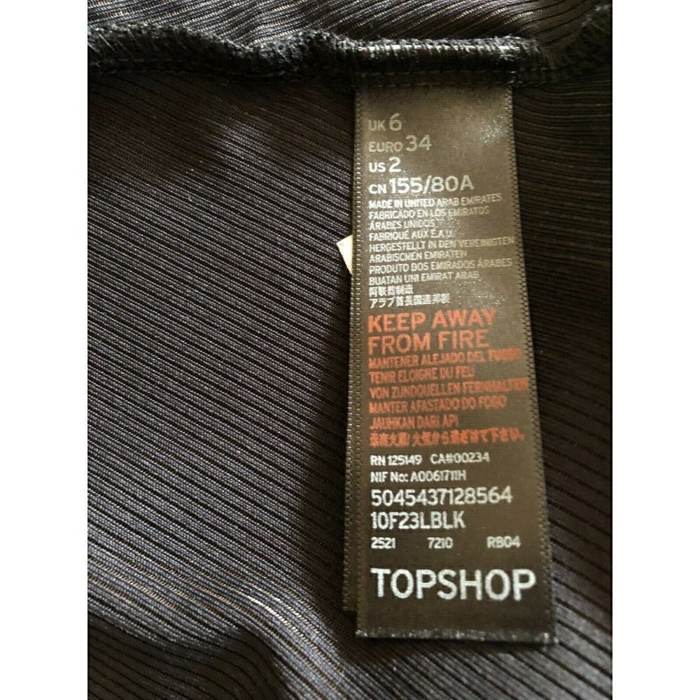 TOPSHOP Womens Black Fluted Ribbed Jersey Skater Dress Size 2 US NGB - Picture 9 of 12